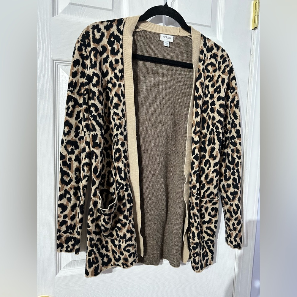 J. Crew Leopard Print Cardigan - Tan and Black (XS) - Picture 2 of 14